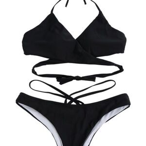 NWOT black wrap bikini